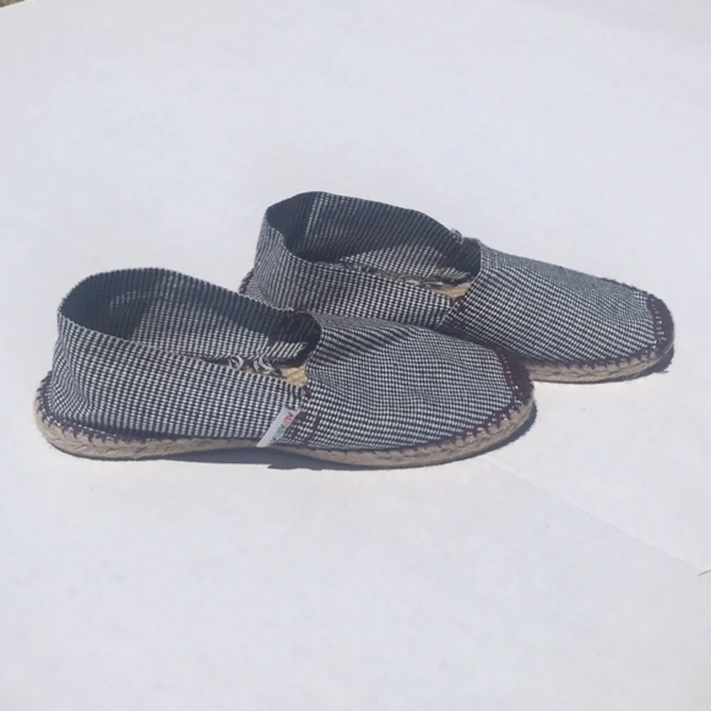 Handmade Spanish Espadrilles Gingham Brown/White